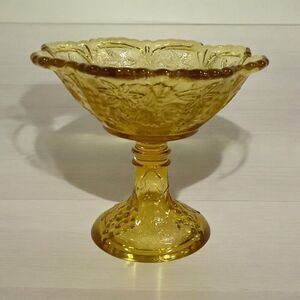 Indiana Carnival Glass Gold Fruit Candy Compote Pedestal Bowl